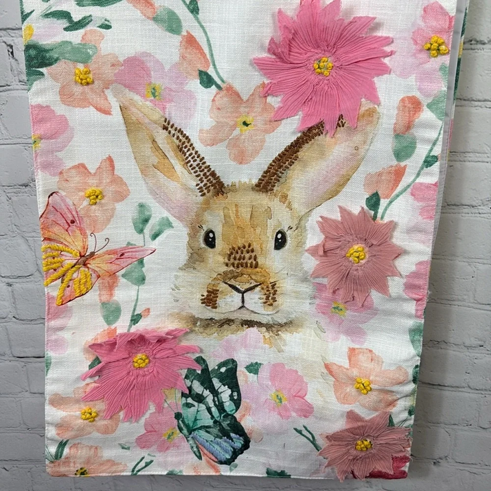 HOP AWAY HOME Bunny Rabbit Spring Cotton Table Runner 16